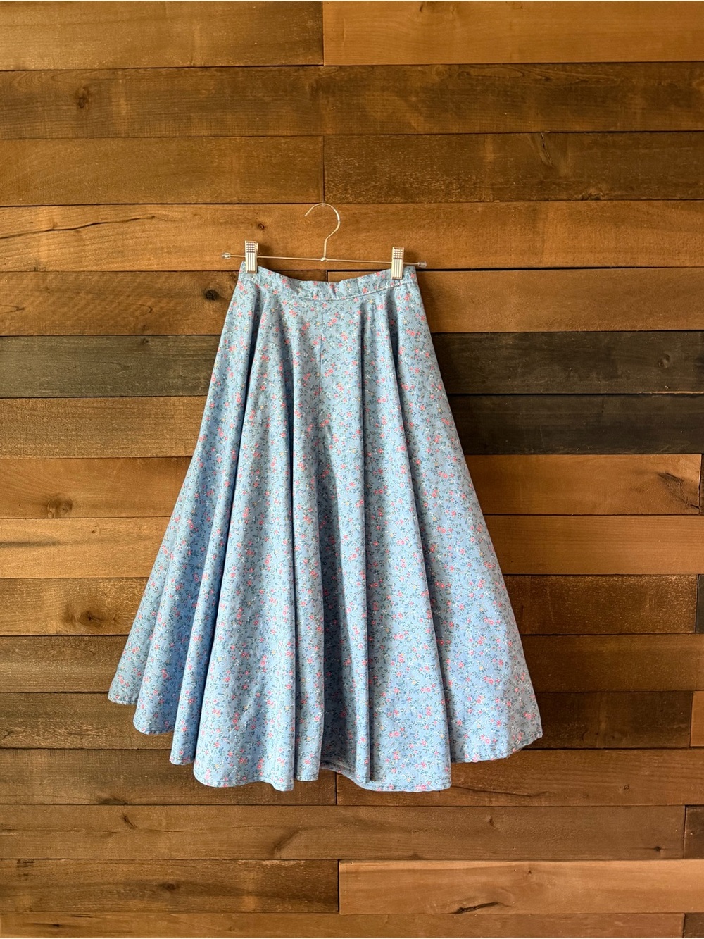 Vintage Handmade Blue Floral Full Circle Skirt Tulle Petticoat XXS Girls